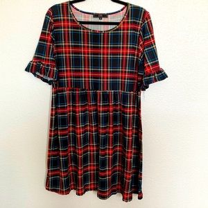Plaid babydoll tunic
